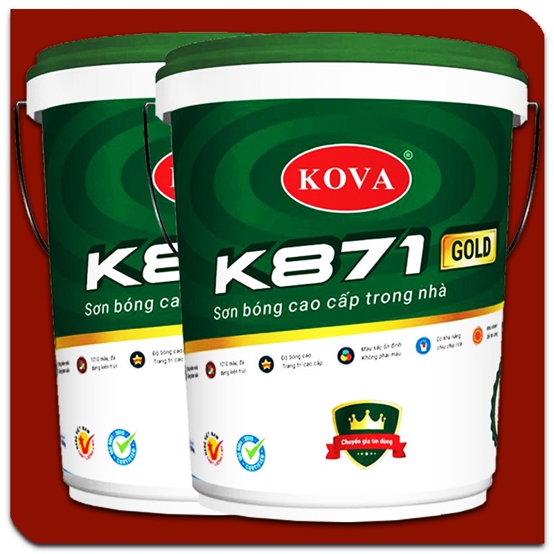 Sơn bóng nội thất KOVA K871-GOLD: Với sơn bóng nội thất KOVA K871-GOLD, ngôi nhà sẽ lấp lánh với màu vàng rực rỡ, mang lại sự sang trọng và ấm áp cho không gian sống. Sản phẩm được chế tạo bởi các chuyên gia đảm bảo chất lượng tiêu chuẩn và độ bền cao.
